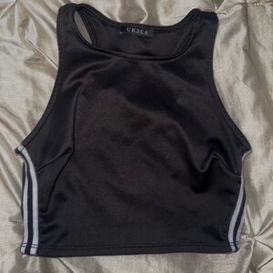 UK2LA Black Crop Top with White Accents